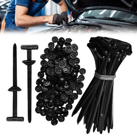 120Pcs Universal Nylon Cable Tie Buckles, Including Self-Locking Nylon Cable Ties, Bumper Retainer Clips, and Plastic Rivets. NylonUniversal Cable Tie Buckle Suitable for Car Repairs and Quick Fixes