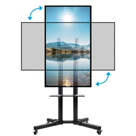 Rotating Mobile TV Cart Holds up to 110lbs,Rolling TVs Stand for 32-60 Inch, Portrait to Landscape, Heavy-Duty Floor Stand Base for Live Stream Video Conferencing Tiktok YouTube Zoom