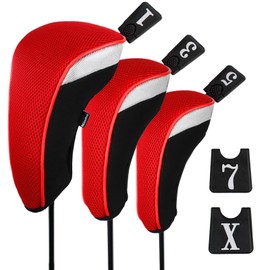 Andux Golf Wood Driver Head Covers Interchangeable No. Tag 3pcs/Set Mt/mg01 Black/red