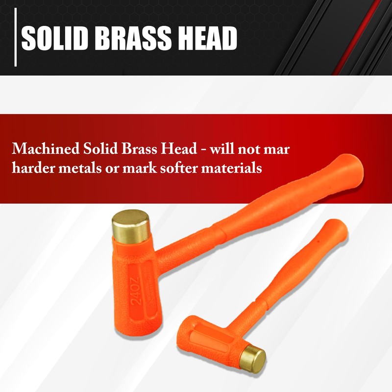 C&T 2-Pieces Dead Blow Hammer Set with Brass Cap, Orange,Shockproof
