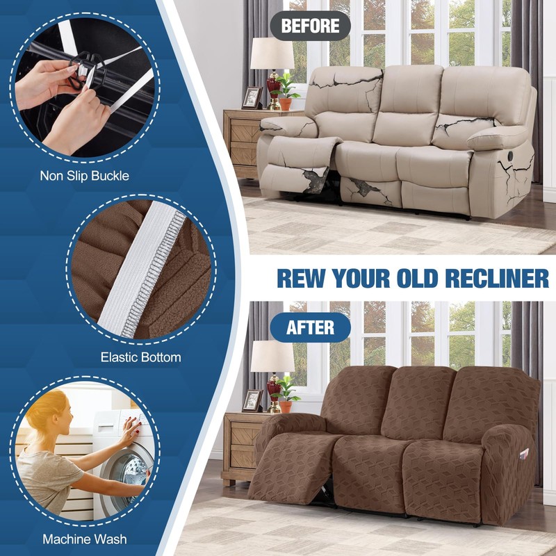 TAOCOCO Recliner Sofa Covers Stretch Reclining Couch Cover, Jacquard Recliner