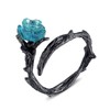 qanyue Rose Rings for Women, Thorn Blue Cubic Zirconia Flower