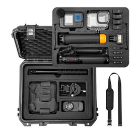Organizer Hard Case For Gopro Hero 13/12/11/10/9/8 Creator Edition Odorless Compatible with Media Mod/Volta/Chest Mount/Protective Housing Accessories Waterproof Travel Storage Carrying Case