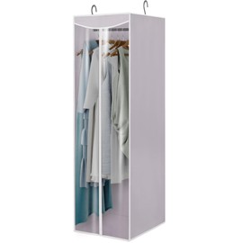 STORAGEIDEAS Garment Bags For Hanging Clothes, Long Garment Cover With Enclosed Clear Window For Closet Wardrobe Clothes Rack Organizer Storage, Hanging Garment Bags For Dresses, Suits, 1 Pack, Gray