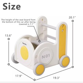 Children's Train Toy Box，Cart for Toddlers 1-3 with Wheels, Drawstring, and Handle for Riding, Walking, Towing, and Storage. Load Capacity 170LBS Great Gift for Toddler Boys and Girls(Train-Yellow)