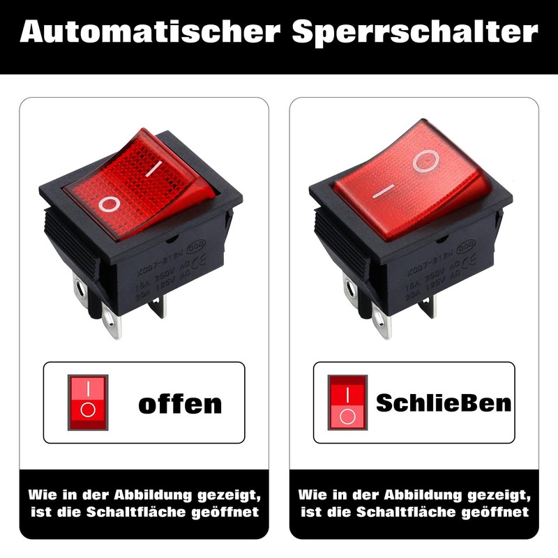 Set of 4 Toggle Switches 230 V, Rocker Switch 230