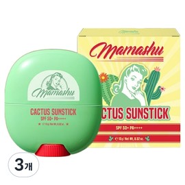 Partner_Reference mamashu cactus sun stick SPF50+ PA++++ 3 pieces 15g / mamashu 선인장 선스틱 SPF50+ PA++++ 3개 15g
