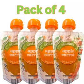 Little Journey Organics Baby Food Apple Carrot Purée 4oz - Pack of 4 Pouches