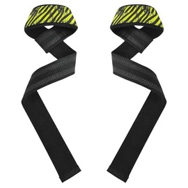 Correas de levantamiento de pesas con estampado de cebras negras de color amarillo brillante de 26 pulgadas, antideslizantes para levantamiento de pesas, entrenamiento de fuerza, culturismo