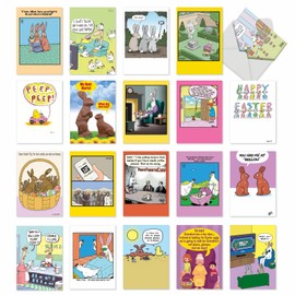 NobleWorks 20 Assorted Box Set Hilarious Easter Greeting Cards w/5 x 7 Inch Envelopes (20 Designs, 1 Each) Eastertime Fun AC10362EAG-B1x20