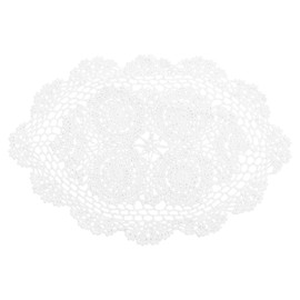HEMOTON Woven Placemats Crochet Placemats Lace Doilies Handmade Embroidered Table Mats Heat Resistant Cotton Doilies Cloth Lace Coasters Table Topper for Wedding Birthday Party White Round Placemats