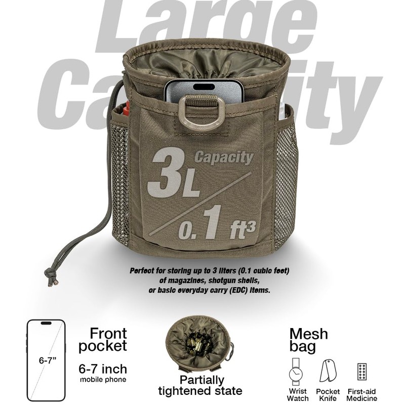TSPRO Molle Dump Pouch with Drawstring Magazine Bag Utility Bag