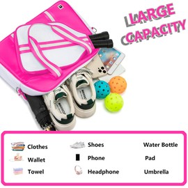 ROYALFAIR Pickleball Bags for Women and Men，Pickleball Paddle Bag Large Capacity can Hand-Carried or Crossbody. (Pink)