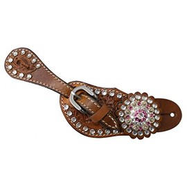 Showman Youth Crystal Rhinestone Leather Spur Straps! New Horse TACK! (Pink)