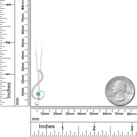 Gem Stone King 925 Sterling Silver Swiss Blue Topaz Pendant Necklace Music Note Jewelry Gift For Women By Keren Hanan (0.34 Cttw, with 18 Inch Silver Chain)