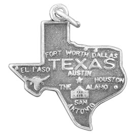 Wholesale Charms TEXAS STATE Charm pendant Dallas Austin Alamo MAP STERLING SILVER .925 925 DIY Crafting