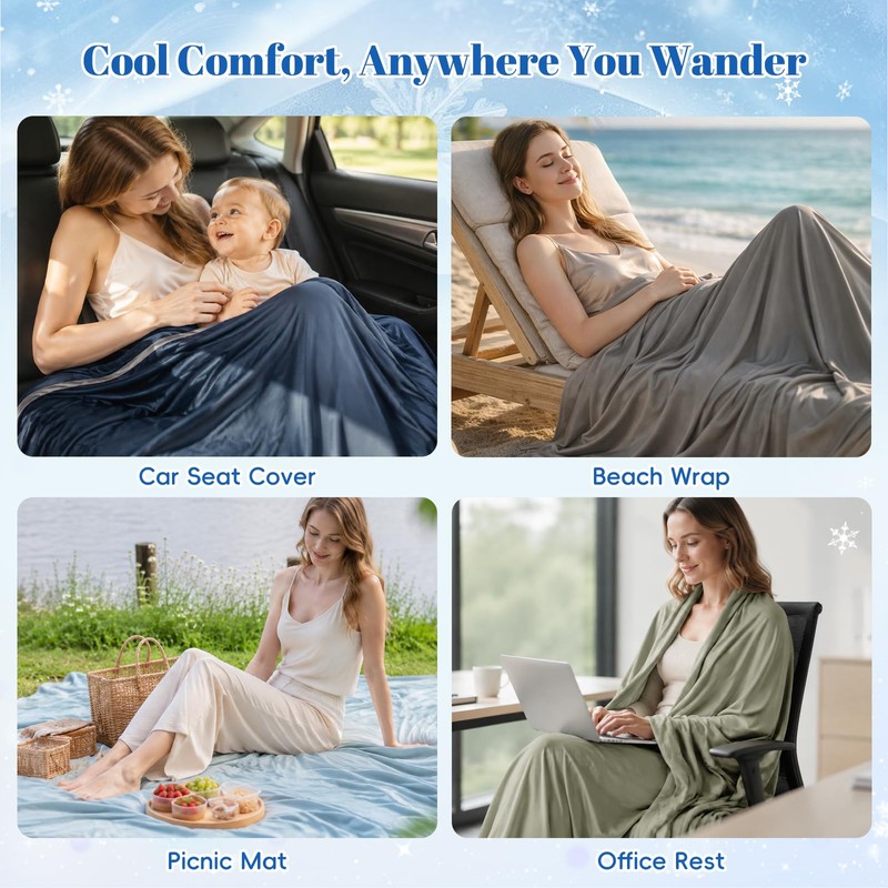 Double Cooling Blanket for Hot Sleepers Queen Size, Arc-Chill Q-Max>0.5