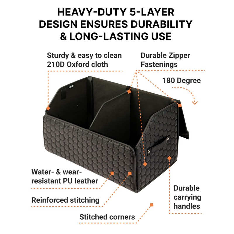 Owleys Trunk Organizer For Car - Collapsible Storage Bins -