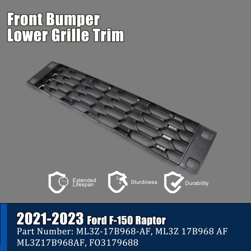 FZJDSD Black Front Bumper Cover Lower Grille Insert Trim ML3Z-17B968-AF