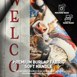 Vigor Home Christmas Cows Garden Flag Welcome Xmas Cow Winter Holiday Decorations Burlap Vertical Double Sided Front Porch Yard Lawn Outdoor Decor 12 x 18 Inch