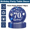 16Pcs Navy Blue 70th Birthday Paper Plates 7inch for Party