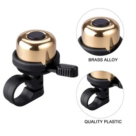 Bike Bell, 2 Pack Brass Mini Bicycle Ring Bell for Mountain Bike Road Bike Kid Bike Accessories (New, Gold)