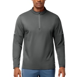 MIER 1/4 Zip Pullover Mens Dry Fit Fleece Lined Long Sleeve Golf Shirts for Running Athletic Workout Gym, Dark Grey, L