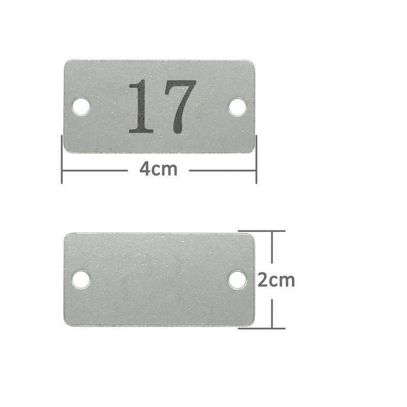 Stainless Steel Rectangle Numbered Tags Metal Number Tags with Two