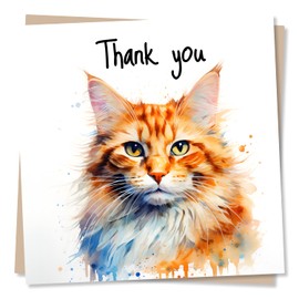 Cute Ginger Cat Thank You Card - Orange Tabby Cat Appreciation Card For Family and Friends - Made in UK
