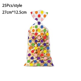 Weforu 100Pcs Cellophane Treat Bags 4 Patterns Plastic Candy Cookie Bags with Twist Ties for Christmas Birthday Wedding Party Favor Bags Goodie Bags(27 * 12.5cm)