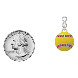 Delight Jewelry Silvertone Optic Yellow Softball with Red Crystal Stitching Silvertone Infinity Post Earrings