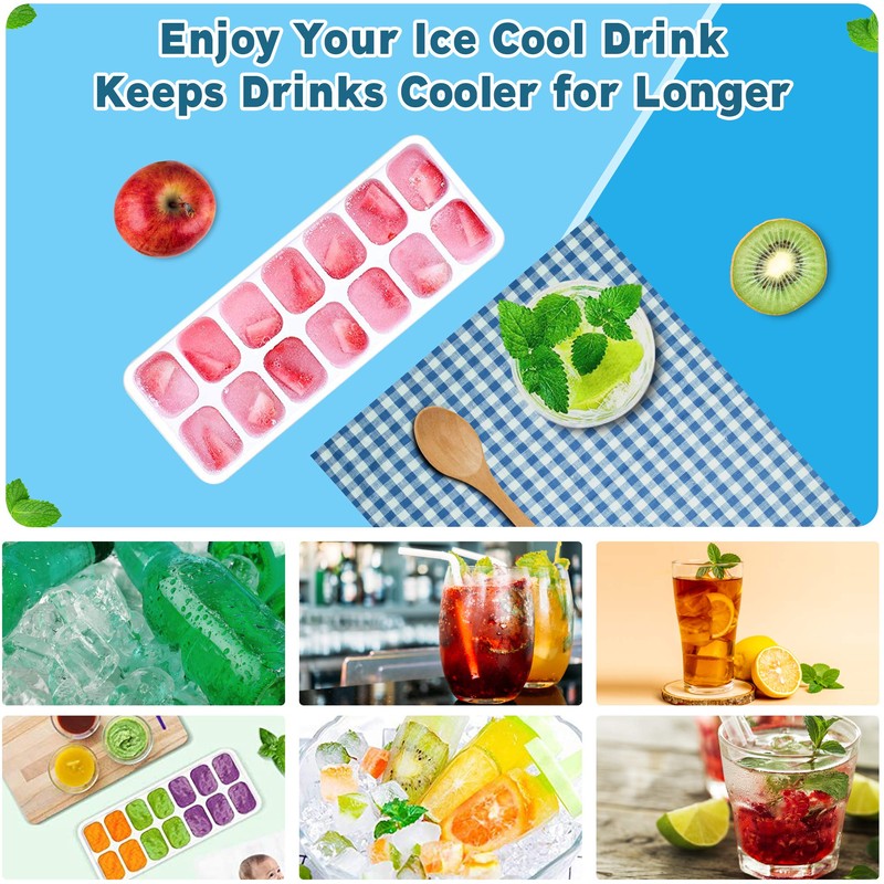 4 Pack Ice Tray Durable & Flexible, Silicone 14 Ice