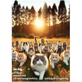 Glory To Dog One Day, All the Cats We’ve Ever Loved Will Come Running Toward Us and That Will Be a Good Day Sympathy Card with Greeting Card Mailing Envelope