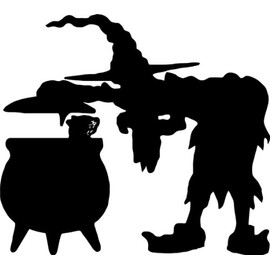 Wall Decal Witch Cat Silhouette Broom Wicked Bat Pumkin Malignant Supernatural Powers Sticker for Home Living Room Bedroom Removeable Cute Wall Decoration - Size: 36 in x 45 in