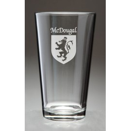 McDougal Irish Coat of Arms Pint Glasses - Set of 4 (Sand Etched)