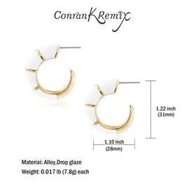 CONRAN KREMIX White Hoop Earrings For Women Gold Plated Statement Summer Boho Chunky Earrings Trendy