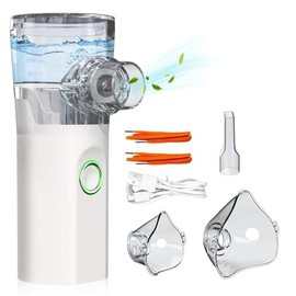 Nebulizador Portátil,nebulizador con 2 máscaras de inhalación y 1 boquilla，Nebulizador portátil para adultos y niños，Ebulizador Silencioso，N para Viajes, Hogar y Oficina
