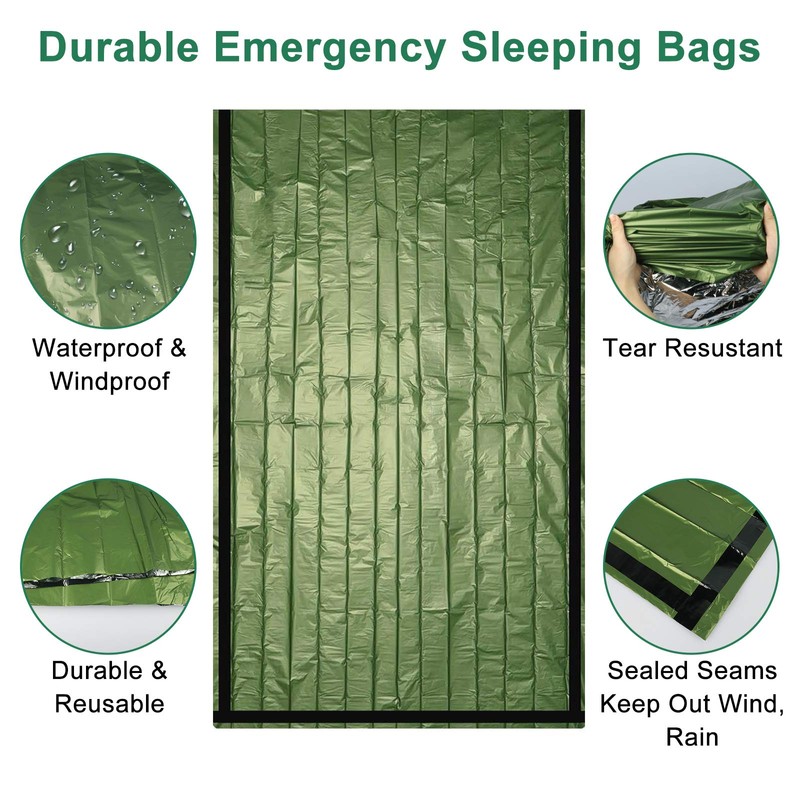 EEEKit Emergency Sleeping Bag,2Pack Lightweight Waterproof Survival Bivy Sack with
