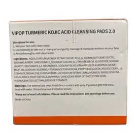 Vipop Kojic Acid & Turmeric Cleansing Pads - Exfoliation - 40 pads - Exp 10/27