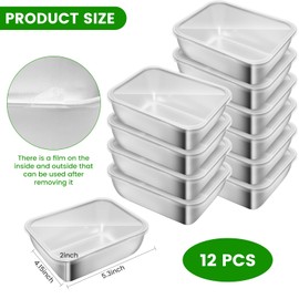 Ayzylpth 12 Pcs Airtight Stainless Steel Food Storage Containers with Lids, 25 Oz (5.3x4.15x2 Inch), Oven, Microwave & Dishwasher Safe, BPA-Free, Leak-Resistant, Stackable Meal Prep Containers Set