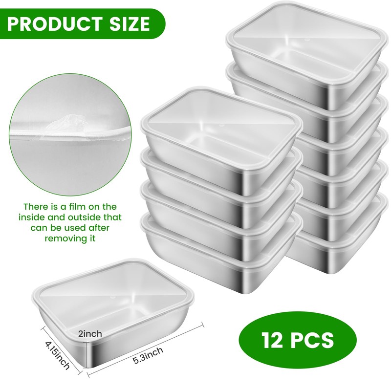 Ayzylpth 12 Pcs Airtight Stainless Steel Food Storage Containers with