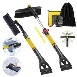 Ice Scraper Car with Broom Ice Scraper Telescopic with Broom Car Snow Brush Car Telescope 3 in 1 Expandable Removable Ice Scraper 360 Degree Brush Head Snow Brush for Car Truck SUV