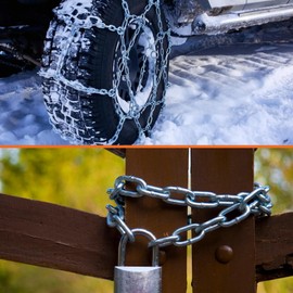 SWTYExt Heavy Duty Chain 304 Stainless Steel Chain 5 MM 1 Metre Metal Chains Link Chain with Carabiner Thick Chain for Gate Padlock Outdoor Lifting Hanging Swing Chain Bike Cycle Lock Pet Chain