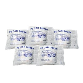 5 Packs Disposable Car Cover Clear Plastic Car Covers Universal Rain Dust Garage Protective Cover with Elastic Band for SUV Sedan MPV Trucks (12.5ft x 21.5ft)