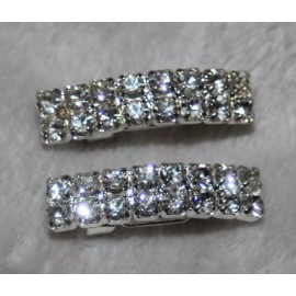 Unbranded Lot 1 dozen (12) double row rhinestone curved bar pin clasps  1" long