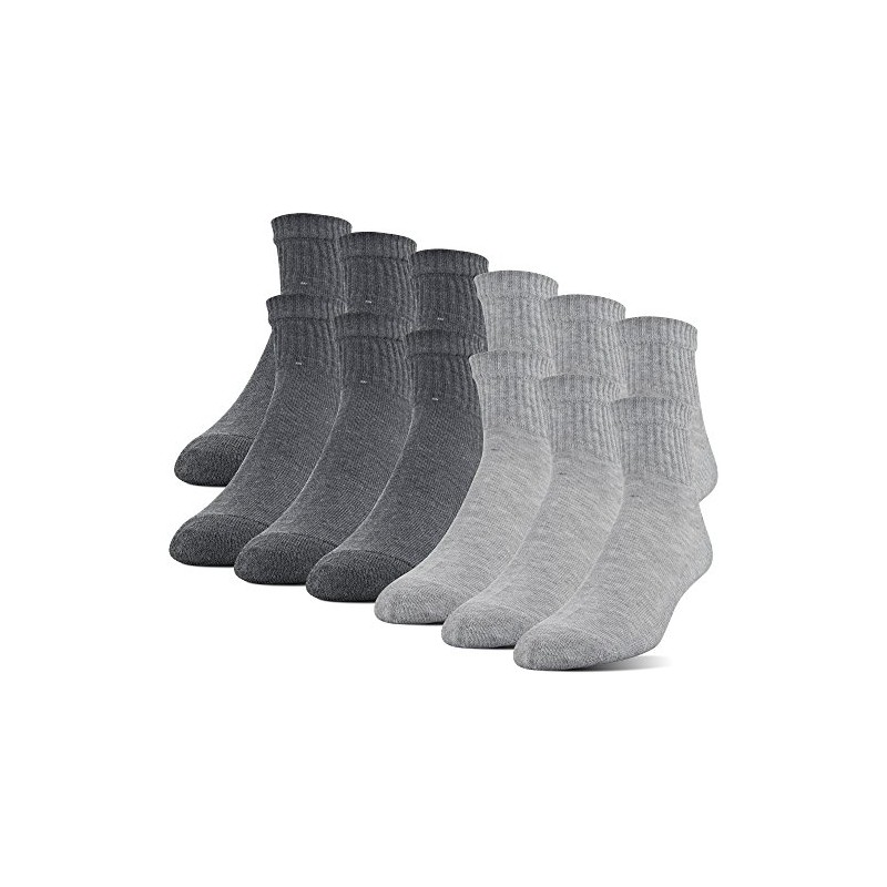 Gildan Men's Polyester Half Cushion Ankle Socks, 12-Pack, Grey, Shoe