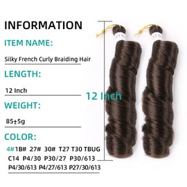 Mtmei hair French Curly Braiding Hair for Box Braids 8 Packs 12 Inch 85G/Pack Loose Wave Braiding Hair Dark Brown Crochet Spanish Curly Spiral Synthetic Hair Extensions for Women #4 (12 Inch,8 Packs)