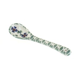 Blue Rose Polish Pottery Sage Floral Sugar Spoon