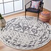 SAFAVIEH Tulum Collection 5' Round Ivory/Black TUL268D Moroccan Boho Distressed