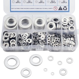 900 Pieces Stainless Steel Washers Washers for Screws and Bolts Washers Assorted 9 Sizes M2/M2.5/M3/M4/M5/M6/M8/M10/M12 Metal Washer for Home Automotive Factory